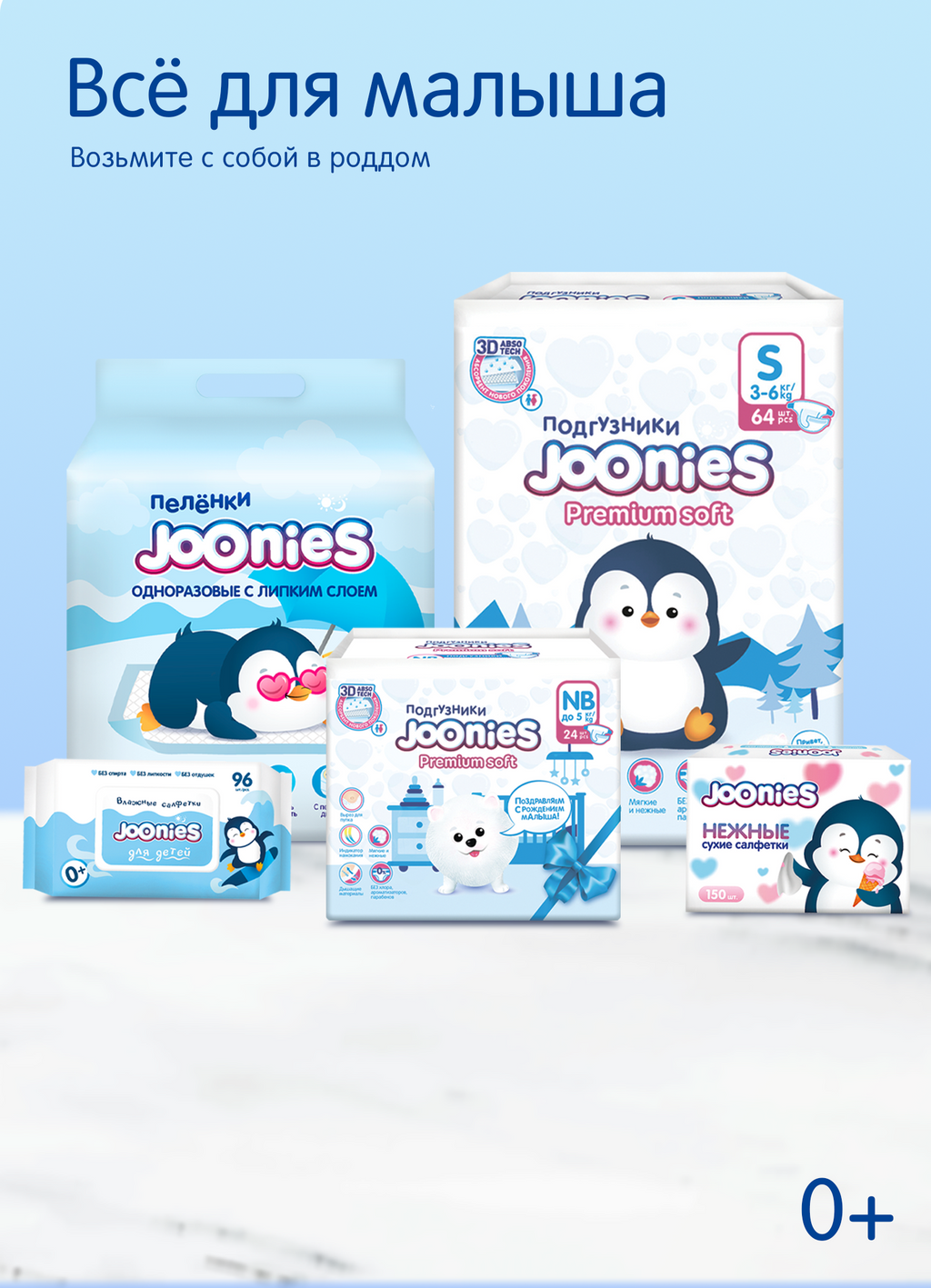 PREMIUM SOFT NB 24 шт. 0-5 kg подгузники размер 1 короб 6 уп. 12 лар за уп.